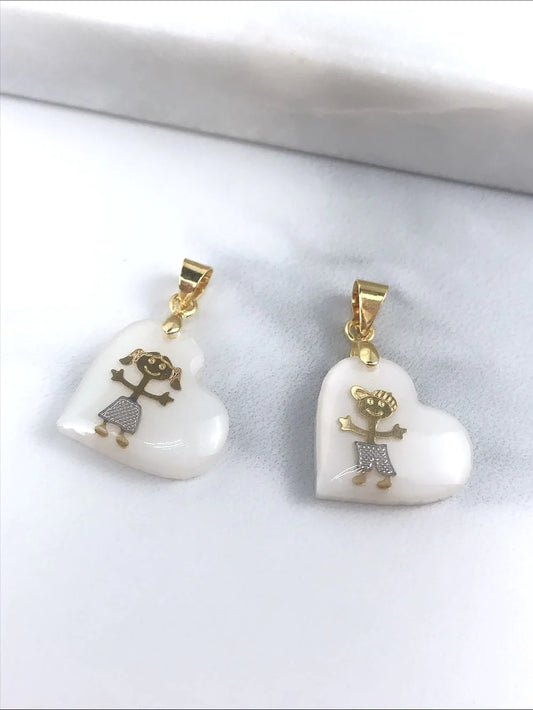 Chain and Pendant Set with Oval Link Chain Resin Hearts Boy & Girl Pendant 18K Gold Filled. Bundle and Save. FREE SHIPPING on orders of $100 and over. Sam's Jewelry World USA.