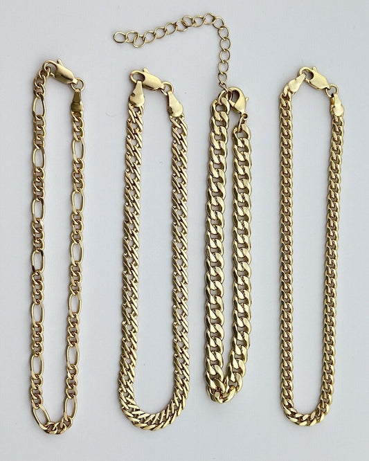 Ankle Bracelet Figaro Link 18K Gold Filled