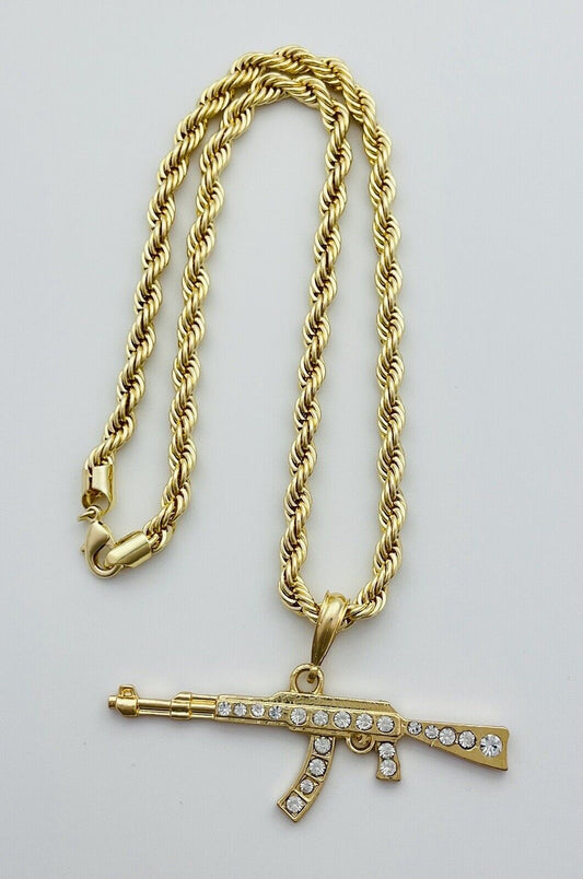 Chain and Pendant Set. Firearm and 6mm Rope Chain Set 18k Gold Filled. Bundle and Save. FREE SHIPPING on orders of $100 and over. Sam's Jewelry World USA.