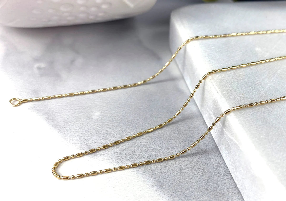 Chain Dash Dot Link 18" 1mm 18k Gold Filled. Bundle and Save. FREE SHIPPING on orders of $100 and over.  Sam's Jewelry World USA.